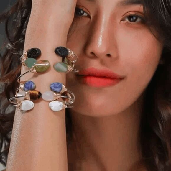 2/$21 Brown Stone Pattern Fashionable Ladies Stone Bracelet - Picture 3 of 5